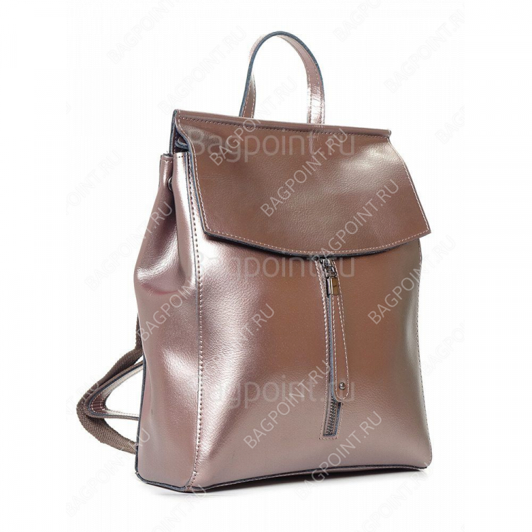 Кожаный рюкзак VERLO Afina серебро с розовым отливом