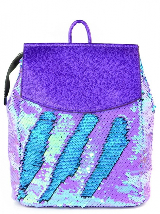 Рюкзак с пайетками Snobella фиолетовый-голубой