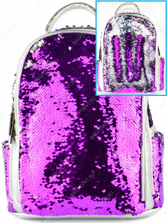 Рюкзак с пайетками Valensiy малиновый-серебряный