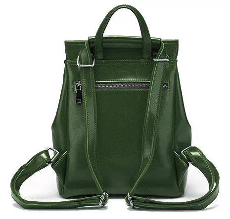 Зеленый кожаный женский рюкзак