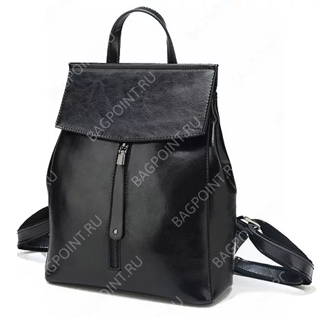 Женский кожаный черный рюкзак JMD