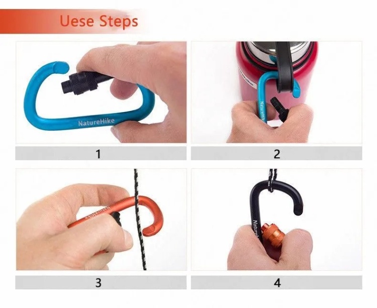 Карабин Naturehike® D Shaped 6 см. С муфтой синий