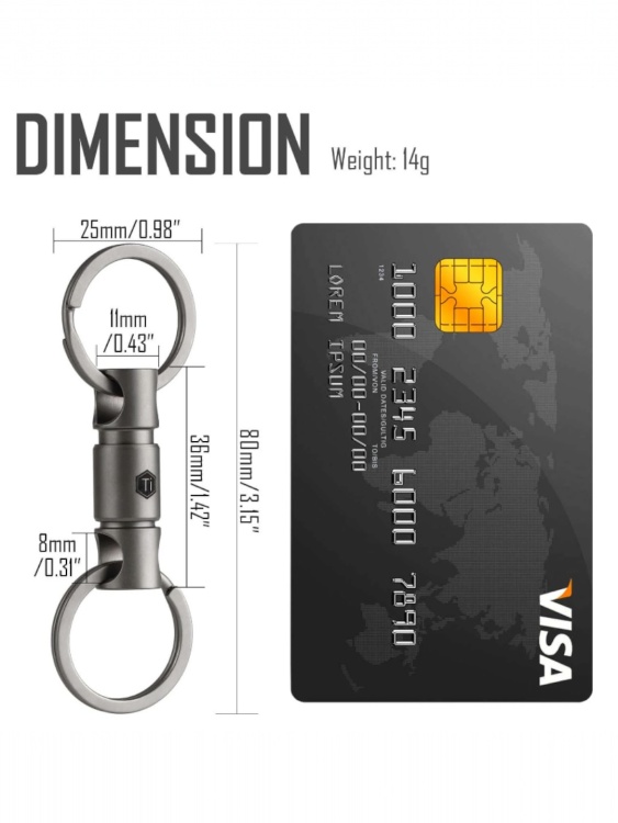 Соединитель-вертлюг быстросъемный титановый KeyUnity® KA24 Stonewashed