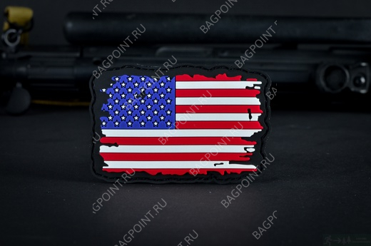 Патч прорезиненный, нашивка тактическая с липучкой флаг США "