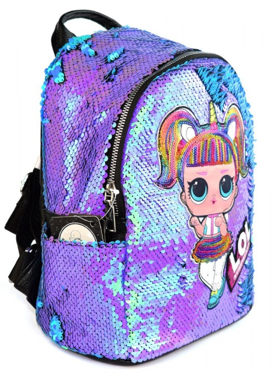 Рюкзак с пайетками фиолетовый-голубой