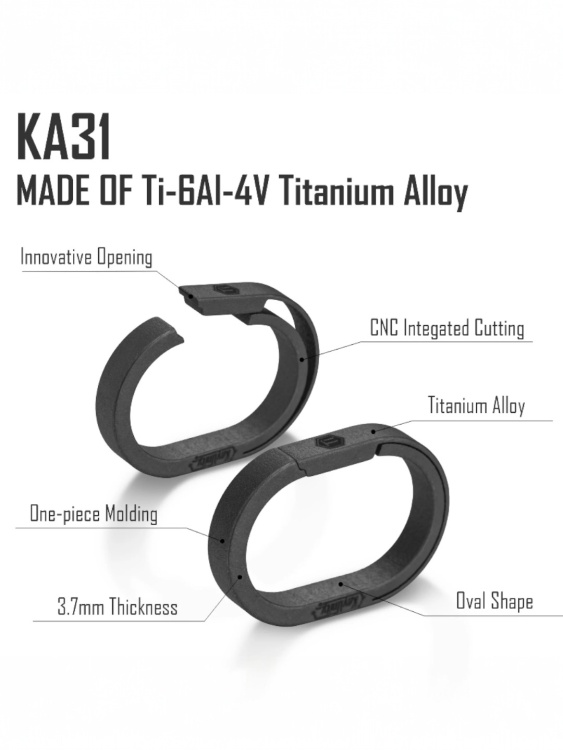 Овальное кольцо титановое (L) KeyUnity® KA31 Black