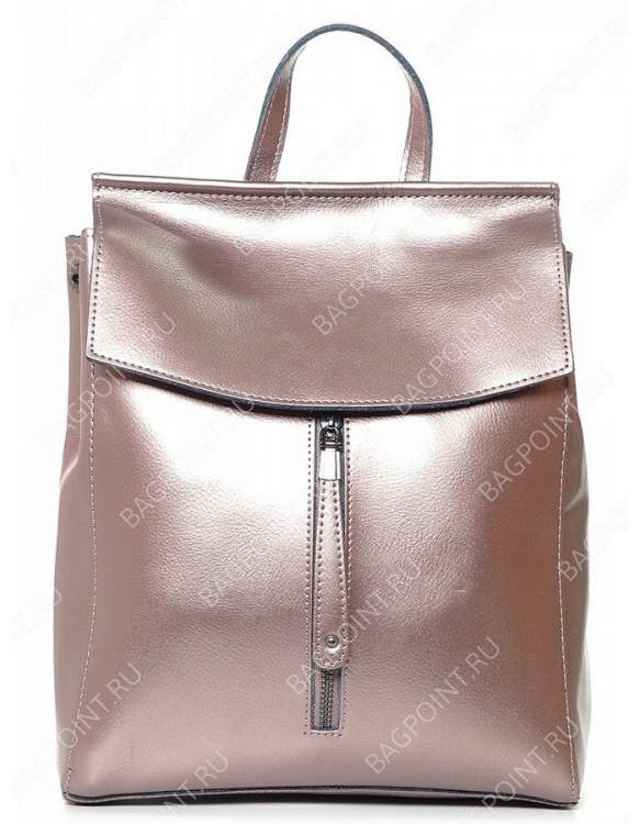 Кожаный рюкзак VERLO Afina серебро с розовым отливом