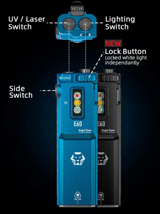Фонарь 6 в 1 RovyVon® Angel Eyes E60 Aqua Blue