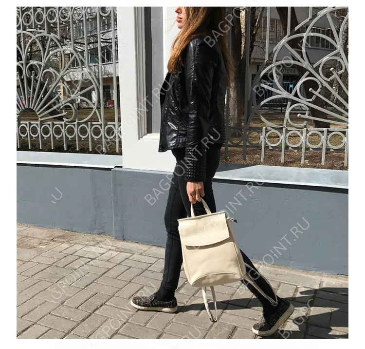 Кожаный женский рюкзак JMD цвет слоновой кости