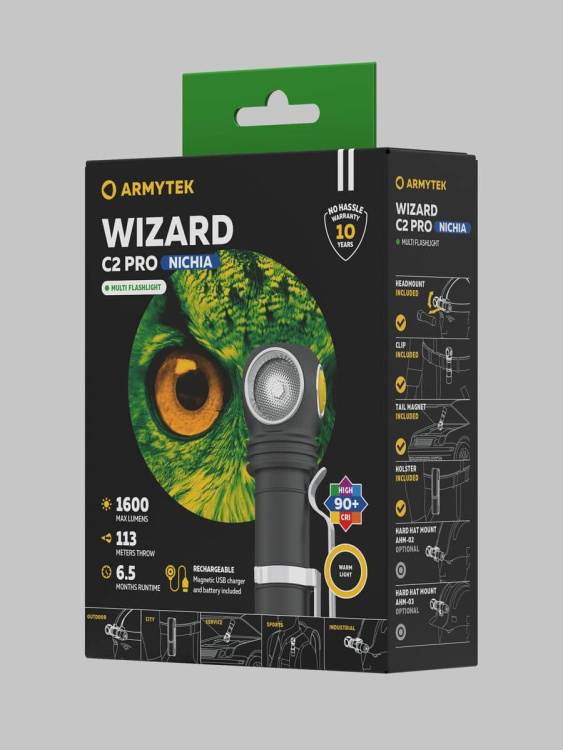 Фонарик ARMYTEK® Wizard C2 PRO Nichia (Теплый свет)