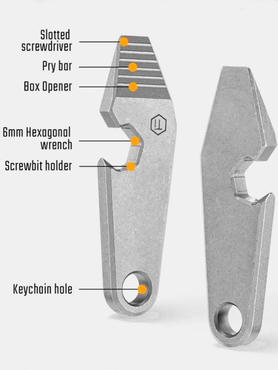 Мини-ломик титановый KeyUnity® KR01 Titanium EDC Pry Bar Multitool