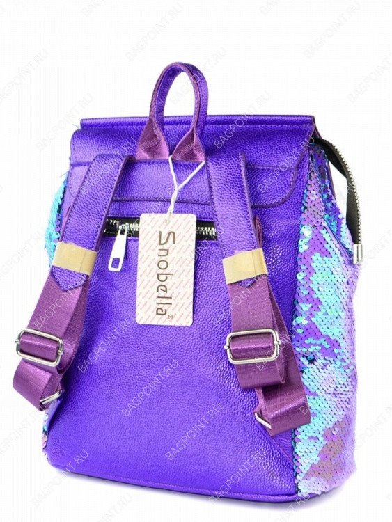 Рюкзак с пайетками Snobella фиолетовый-голубой
