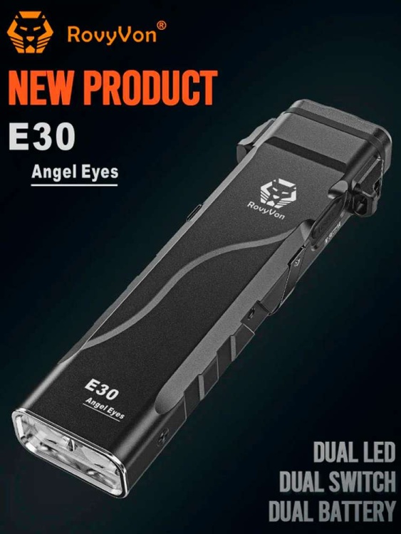 Повседневный EDC фонарь RovyVon® Angel Eyes E30 Черный