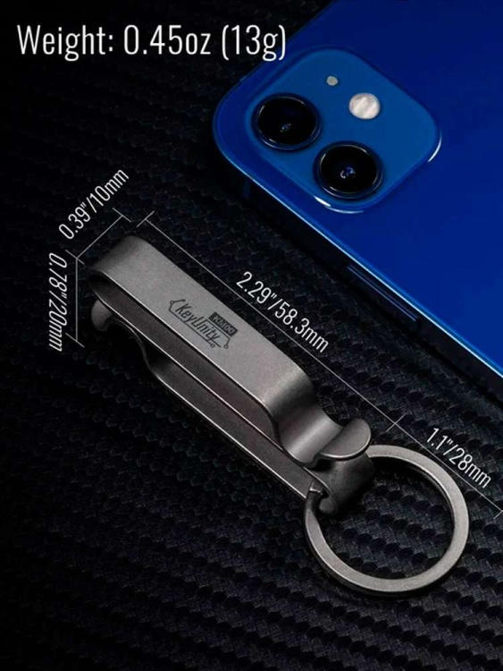 Клипса-зажим титановая KeyUnity® KM00 Titanium Alloy Keychain Belt Clip