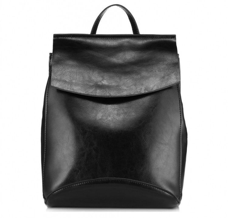 Черный кожаный женский рюкзак-сумка JMD
