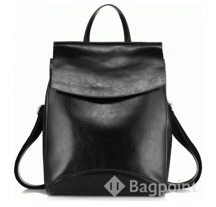 Черный кожаный женский рюкзак-сумка JMD