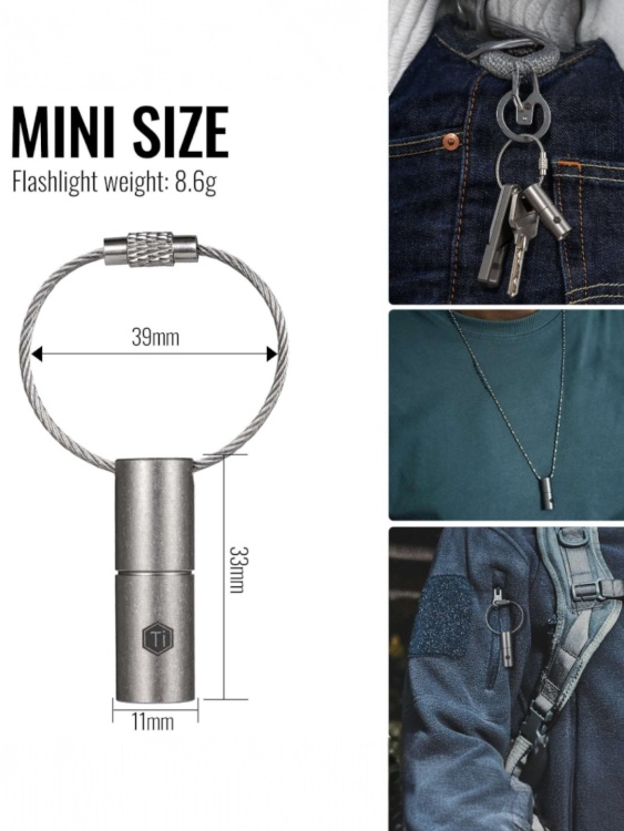 Фонарик-брелок титановый KeyUnity® KF00 Stonewashed