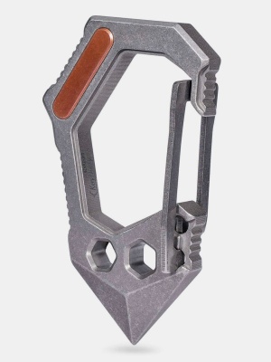 Карабин-мультитул титановый 4 в 1 KeyUnity® KU02 Carabiner Clip with Pry Bar