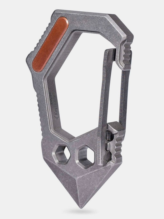 Карабин-мультитул титановый 4 в 1 KeyUnity® KU02 Carabiner Clip with Pry Bar