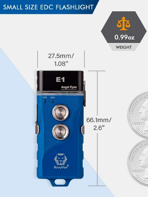 Повседневный EDC фонарь RovyVon® Angel Eyes E1 Синий
