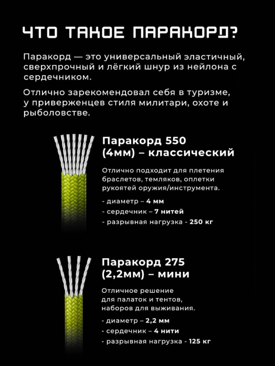 Паракорд 550 CORD® nylon 10м RUS Green snake