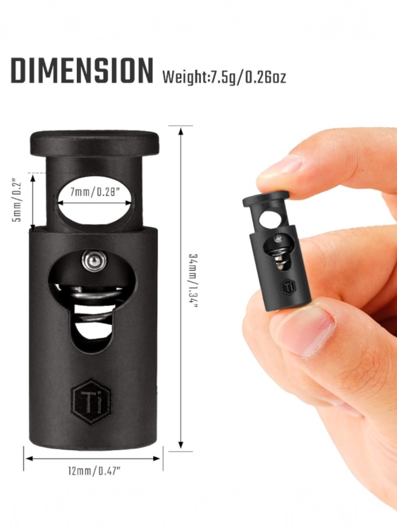 Фиксатор для шнура титановый KeyUnity® KB02 Black