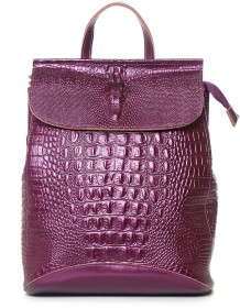 Кожаный женский рюкзак VERLO фиолетовый металлик
