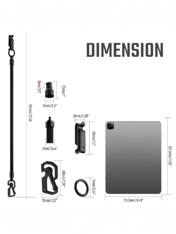 Тренчик с карабином и клипсой титановыми KeyUnity® KD02 Black