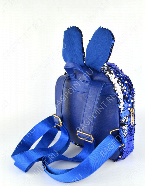 Рюкзак с пайетками-перевертышами Зайка синий-серебро