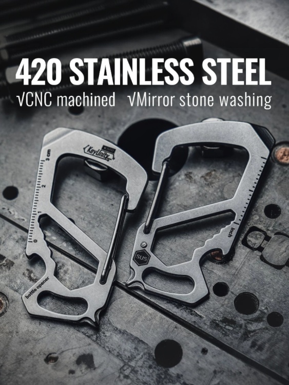 Карабин мультитул стальной KeyUnity® KS00 Silver