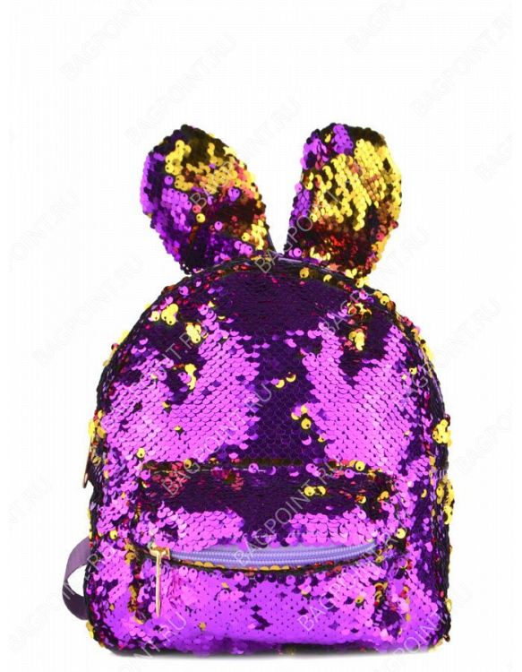 Рюкзак с пайетками-перевертышами Зайка фиолетовый-золотой