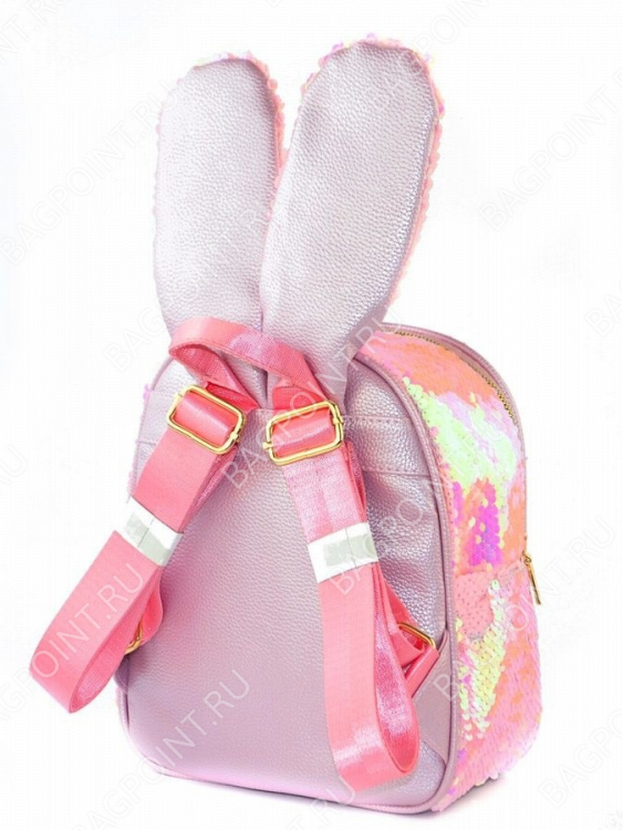 Рюкзак с пайетками Зайка нежно-розовый