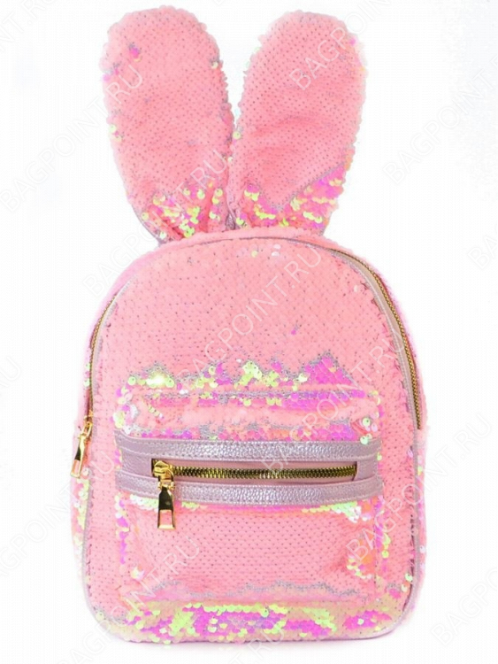 Рюкзак с пайетками Зайка нежно-розовый