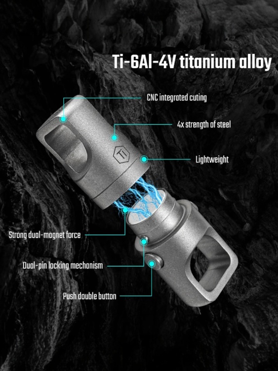 Магнитные быстросъёмные соединители (2 шт.) из титана KeyUnity® KA48 Black