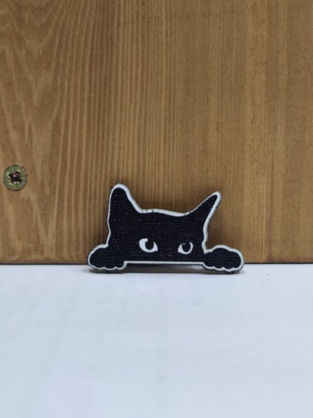 Мини патч 44 с липучкой "Черный котик"