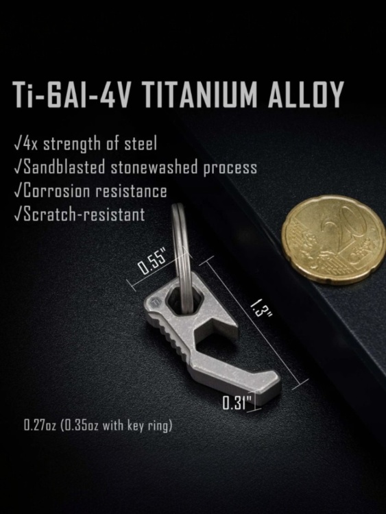 Брелок-открывалка титановый KeyUnity® KA13