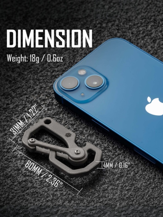 Карабин титановый KeyUnity® KU06 Titanium