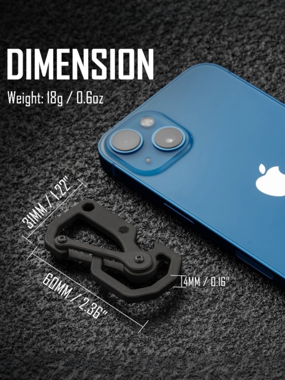 Карабин титановый KeyUnity® KU06 Titanium Black