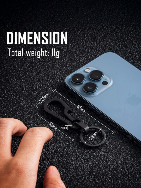 Зажим для ключей титановый KeyUnity® KM01 Titanium Black