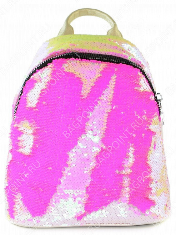 Большой рюкзак с пайетками Snobella розовый перламутр