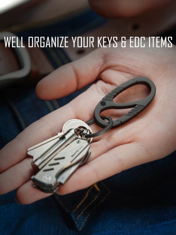 Карабин для ключей титановый KeyUnity® KM08 Titanium Black