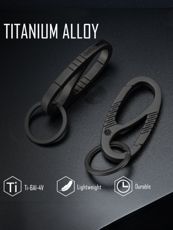 Карабин для ключей титановый KeyUnity® KM08 Titanium Black