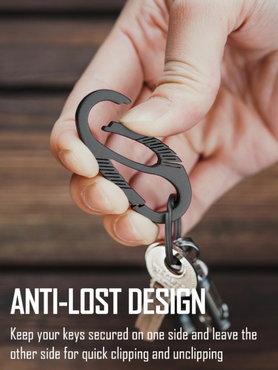 Карабин для ключей титановый KeyUnity® KM08 Titanium Black