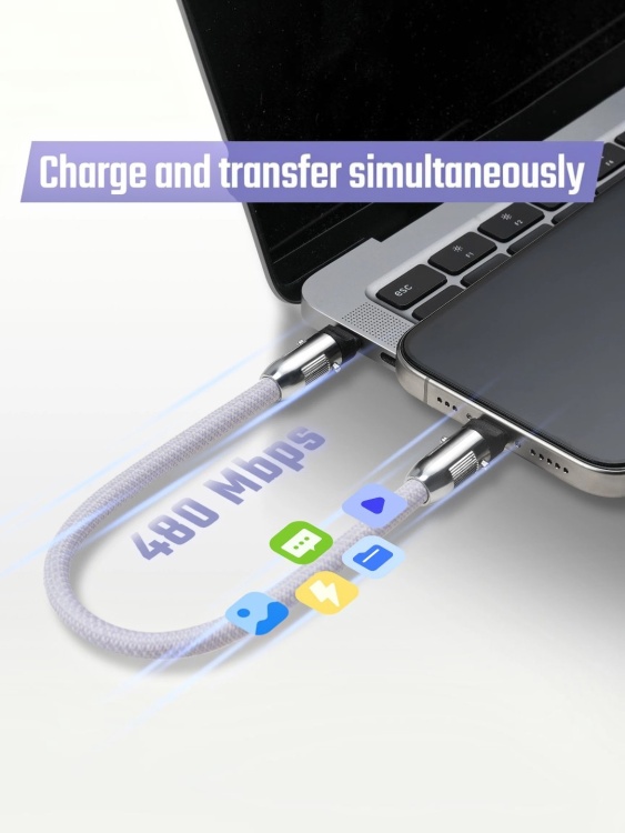 Шнурок-ляньярд/кабель USB-C 18 см для телефона KeyUnity® KH02 Черный