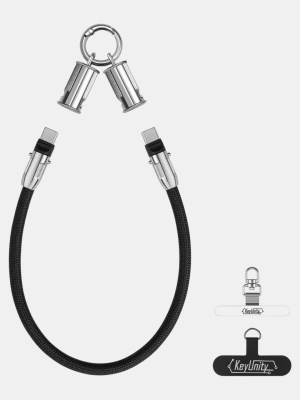 Шнурок-ляньярд/кабель USB-C 18 см для телефона KeyUnity® KH02 Черный