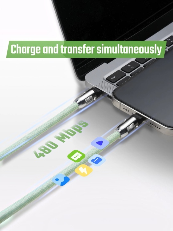 Шнурок-ляньярд/кабель USB-C 61 см для телефона KeyUnity® KH03 Mint Green