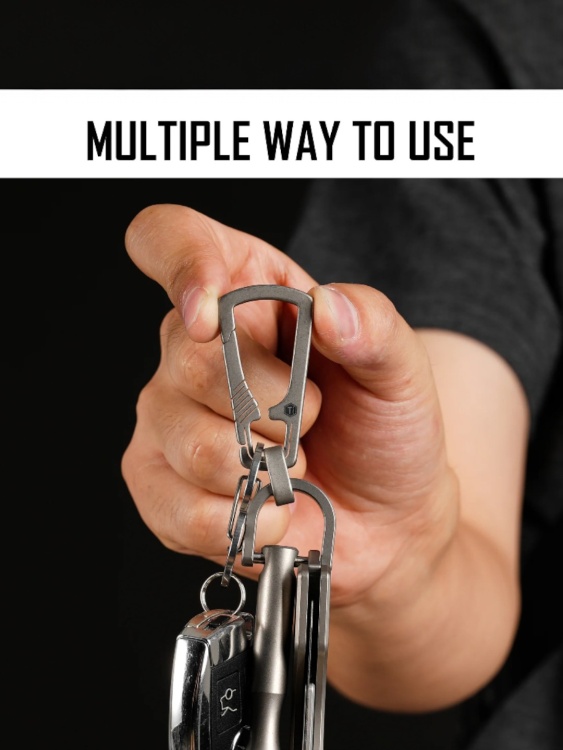 Карабин и D-кольцо титановые KeyUnity® KM17-SW Stonewashed