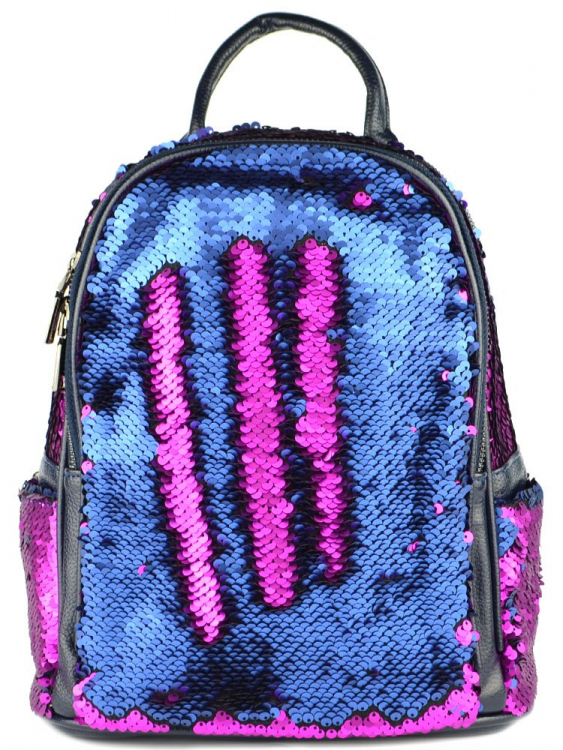 Рюкзак с пайетками-перевертышами Valensiy фиолетовый-синий