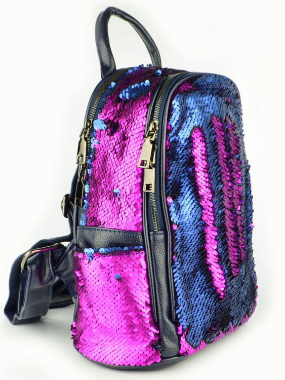 Рюкзак с пайетками-перевертышами Valensiy фиолетовый-синий