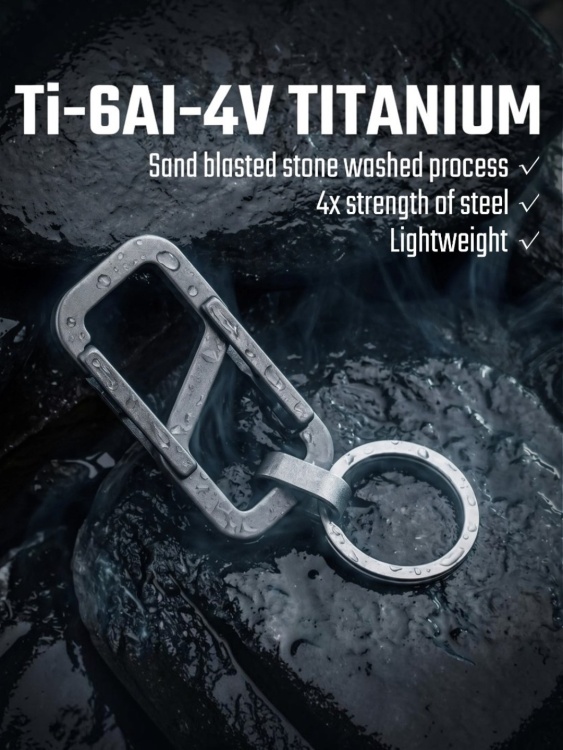 Карабин титановый с кольцами KeyUnity® KM26 Small